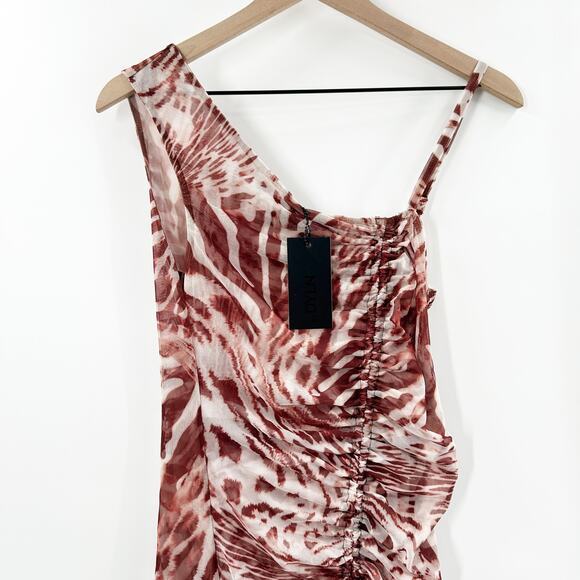 NWT Revolve By DYLN Kaia Mesh Mini Dress in Chocolate Print Size Medium - Picture 5 of 10